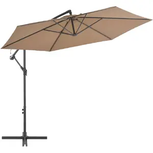 vidaXL Parasol en porte-à-feux avec poteau en aluminium 300 cm Taupe pas cher