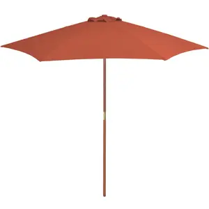 Comparateur de prix : vidaXL Parasol d'extérieur avec mât en bois 270 cm Terre cuite