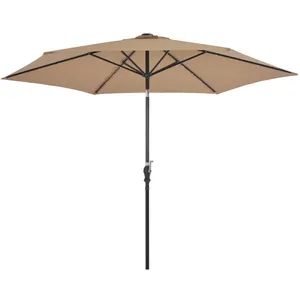vidaXL Parasol d'extérieur avec LED et mât en acier 300 cm Taupe pas cher