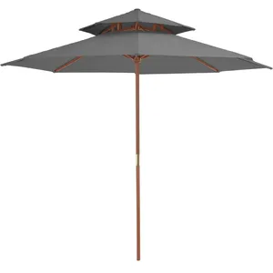 Comparateur de prix : vidaXL Parasol double avec mât en bois 270 cm Anthracite