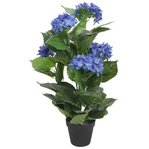 Comparateur de prix : vidaXL Plante hortensia artificielle avec pot 60 cm Bleu