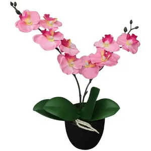 Comparateur de prix : vidaXL Plante artificielle avec pot Orchidée 30 cm Rose