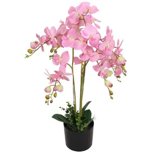 vidaXL Plante artificielle avec pot Orchidée 75 cm Rose pas cher