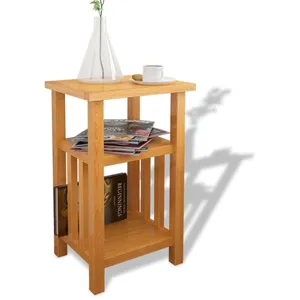vidaXL Table d'appoint avec étagère à revues Chêne massif 27x35x55 cm