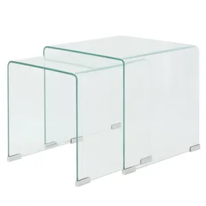 Comparateur de prix : vidaXL Ensemble de tables gigognes 2 Pièces Verre trempé Transparent