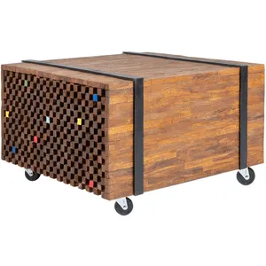 vidaXL Table d'appoint en teck 60 x 60 x 38 cm pas cher