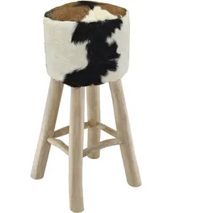 Comparateur de prix : VIDAXL Tabouret de Bar Cuir Véritable Teck Rond Bistrot Cuisine Chaise Haute