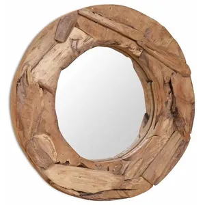 Comparateur de prix : vidaXL Miroir décoratif Teck 60 cm Rond