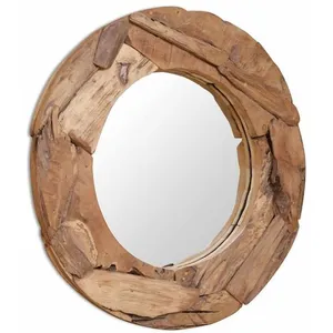 Comparateur de prix : vidaXL Miroir décoratif Teck 80 cm Rond