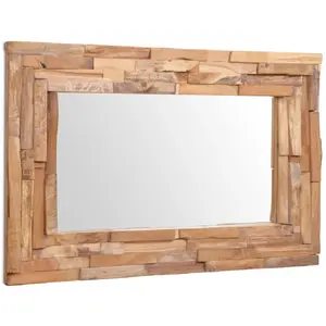 Comparateur de prix : vidaXL Miroir décoratif Teck 90 x 60 cm Rectangulaire