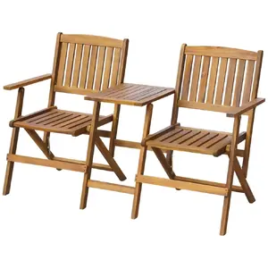 vidaXL Banc de jardin pliant et table à thé 140cm Bois d'acacia solide pas cher