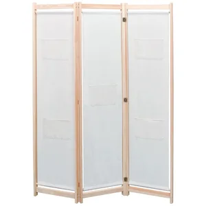 Comparateur de prix : vidaXL Cloison de séparation 3 panneaux Crème 120x170x4 cm Tissu