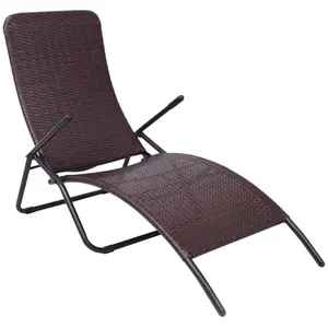 vidaXL Chaise longue pliable résine tressée marron pas cher