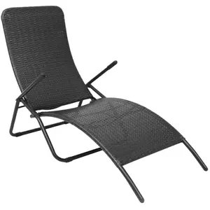 vidaXL Chaise longue pliable résine tressée noir pas cher