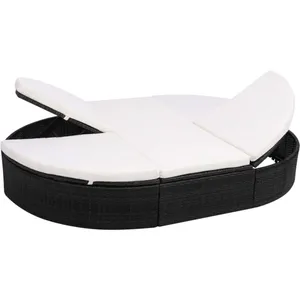 Comparateur de prix : vidaXL Lit de repos d'extérieur avec coussin Résine tressée Noir