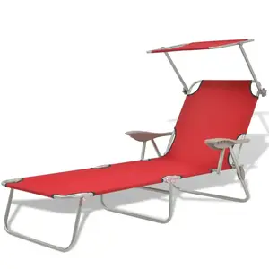 vidaXL Chaise longue avec auvent Acier Rouge pas cher