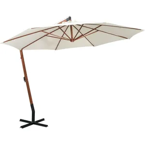 Comparateur de prix : vidaXL Parasol 350 cm Poteau de bois Blanc