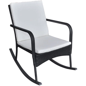 vidaXL Chaise à bascule d'extérieur Noir Résine tressée pas cher