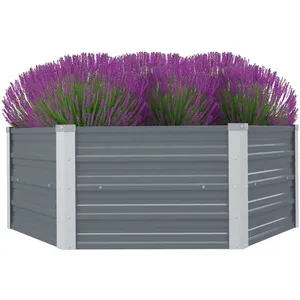 Comparateur de prix : vidaXL Jardinière 129 x 129 x 46 cm cm Acier galvanisé Gris