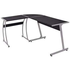 vidaXL Bureau d'angle en forme de L Noir pas cher