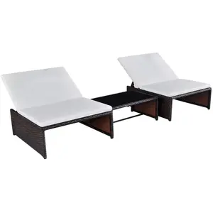 Comparateur de prix : Vidaxl - Chaises de jardin inclinables lot de 2 et table résine tressée