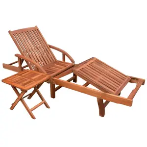 vidaXL Chaise longue avec table Bois d'acacia solide pas cher
