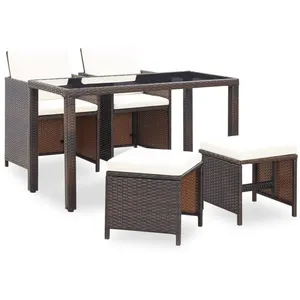Comparateur de prix : vidaXL Salon de jardin encastrable et coussins 5 pcs Rotin Marron