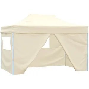 Comparateur de prix : vidaXL Tente pliable avec 4 parois latéraux 3 x 4,5 m Blanc crème