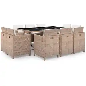 Comparateur de prix : vidaXL Salon de jardin avec coussins 11 pcs Résine tressée Beige