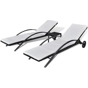 Comparateur de prix : vidaXL Chaises longues avec table Résine tressée Noir
