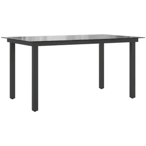 vidaXL Table de jardin Noir 150 x 90 x 74 cm Aluminium et verre pas cher