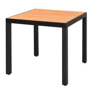 vidaXL Table de jardin Marron 80 x 80 x 74 cm Aluminium et WPC pas cher