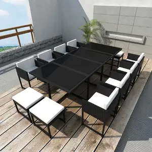Vidaxl - Salon de jardin bas et encastrable Noir 221x109x72 cm pas cher