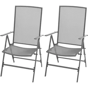 vidaXL Chaises empilables de jardin 2 pcs Acier Gris pas cher