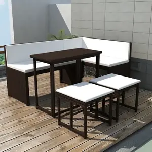 Mobilier à dîner d'extérieur vidaXL 5 pièces - Acier Résine tressée pas cher