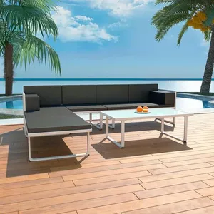 Comparateur de prix : vidaXL Salon de jardin 4 pcs et coussins Aluminium Noir