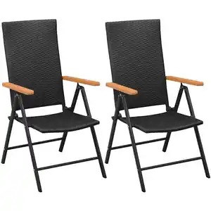 vidaXL Chaises empilables de jardin 2 pcs Résine tressée Noir