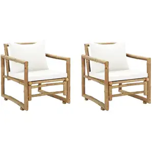 Comparateur de prix : Vidaxl - Chaises de jardin lot de 2 avec coussins et oreillers Bambou