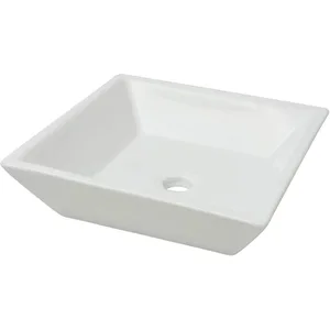 vidaXL Lavabo carrée Céramique Blanc 41,5 x 41,5 x 12 cm pas cher