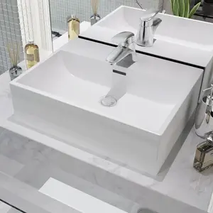 Comparateur de prix : vidaXL Vasque avec trou de robinet en céramique Blanc 51,5x38,5x15 cm