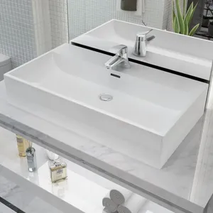 Comparateur de prix : vidaXL Vasque avec trou de robinet en céramique Blanc 76x42,5x14,5 cm