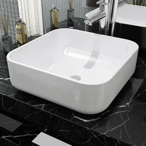 Comparateur de prix : vidaXL Lavabo carré Céramique Blanc 39x39x13,5 cm