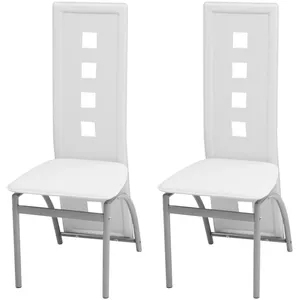 vidaXL Chaises à manger lot de 2 blanc similicuir pas cher