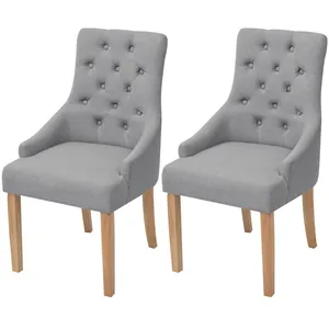 Comparateur de prix : vidaXL Chaises à manger lot de 2 gris clair tissu
