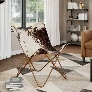 Comparateur de prix : vidaXL Chaise papillon marron et blanc cuir de vache