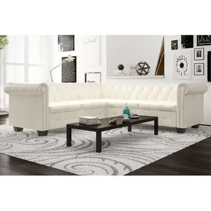 Comparateur de prix : vidaXL Canapé d'angle Chesterfield 5 plc Cuir artificiel Blanc