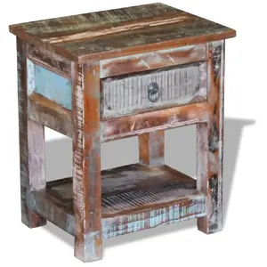 vidaXL Table d'appoint 1 tiroir Bois de récupération massif 43x33x51cm pas cher