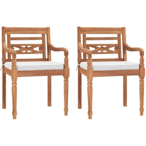 vidaXL Chaises Batavia 2 pcs avec coussins Bois de teck solide pas cher