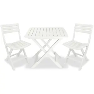 Comparateur de prix : vidaXL Ensemble de bistro pliable 3 pcs Plastique Blanc