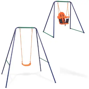 Comparateur de prix : vidaXL Balançoire simple 2-en-1 et balançoire pour tout-petits Orange